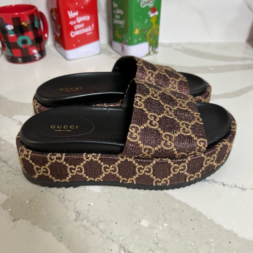 Gucci platforms Lurex fabric